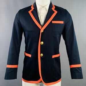 ROWING BLAZERS Size XS Navy Coral Cotton Ribbon Trim Notch Lapel Sport Coat